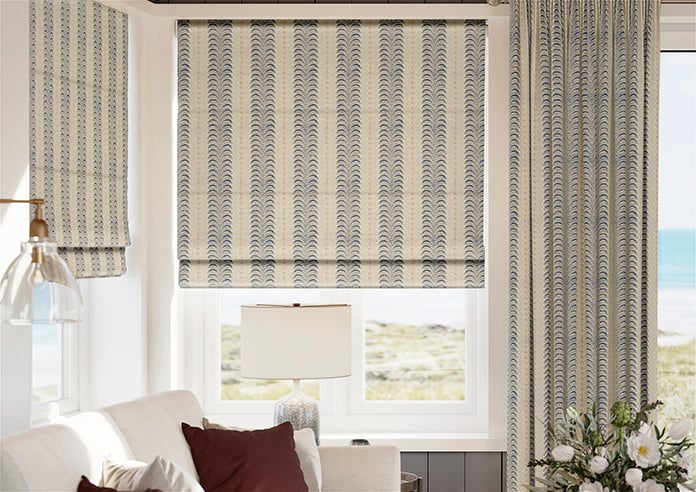 Land & Shore Fintra Stripe, Blue Red - Roman Blind - Image 3